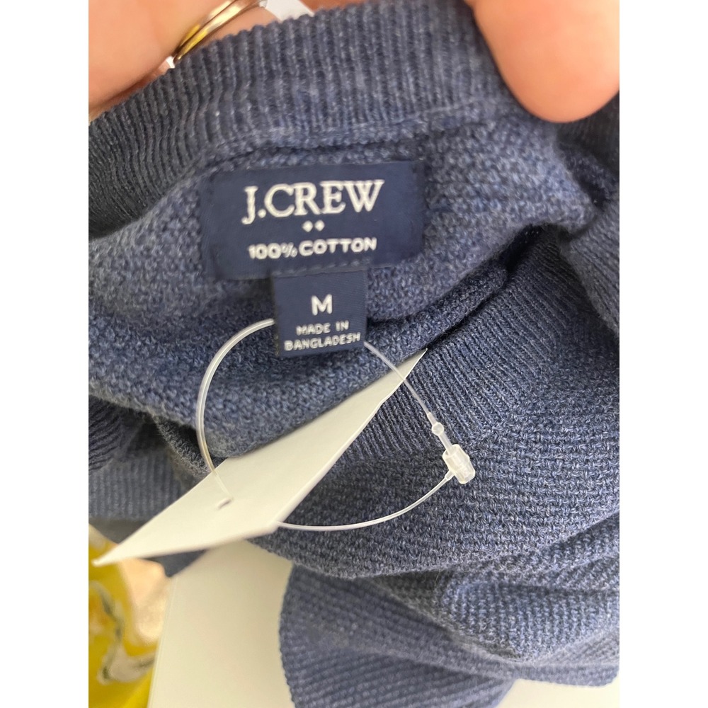 J.Crew Crewneck Sweater Men's‎ Medium Blue 100% Cotton Textured Raglan CD617 - Picture 3 of 4